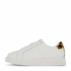 Angeline IV Leather & Haircalf Trainer Snow White/Chestnut Brown