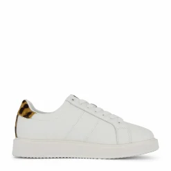 Angeline IV Leather & Haircalf Trainer Snow White/Chestnut Brown