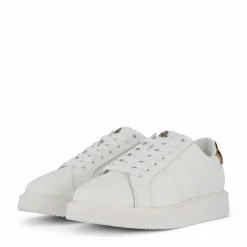Angeline IV Leather & Haircalf Trainer Snow White/Chestnut Brown
