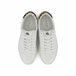 Angeline IV Leather & Haircalf Trainer Snow White/Chestnut Brown