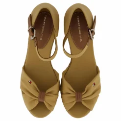 Basic Open Toe Mid Wedge Khaki
