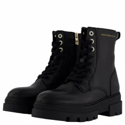 Bicolor Leather Lace-up Black