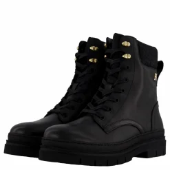 Cleated Lace-up Lthr Mix Mono  Black
