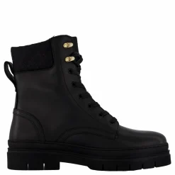 Cleated Lace-up Lthr Mix Mono  Black
