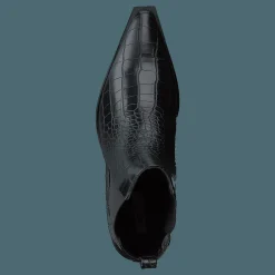 Croc Pointy Block Heel Black