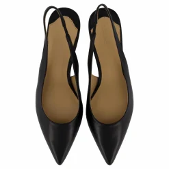 Lolah Burnished Leather Slingback Pump Black