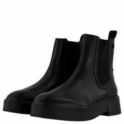 Minimal Leather Chelsea Logota Black
