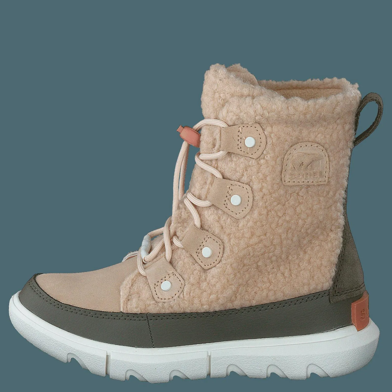 Youth Sorel Explorer Cozy Nova Sand, Stone Green